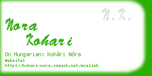 nora kohari business card