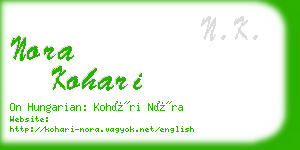 nora kohari business card